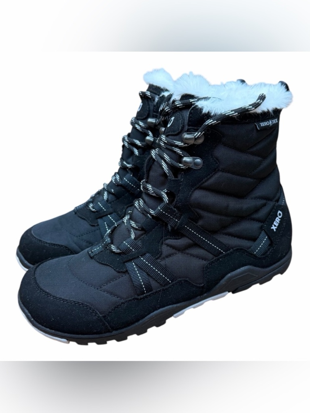 Xero Shoes  Alpine Women's size 9.5  Snow Boot Black Quilted Faux-Fur Winter
